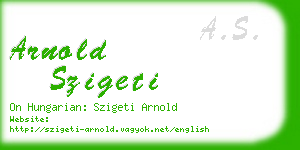 arnold szigeti business card